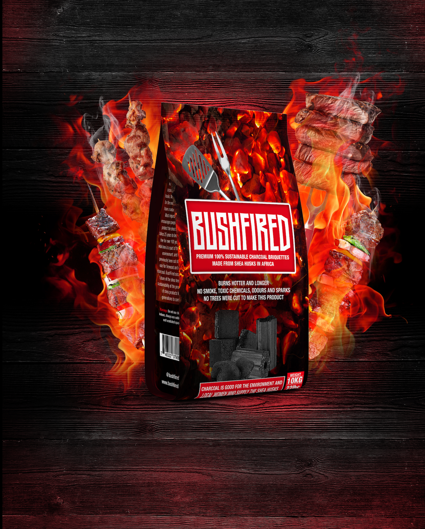 10KG Bushfired Charcoal Briquettes