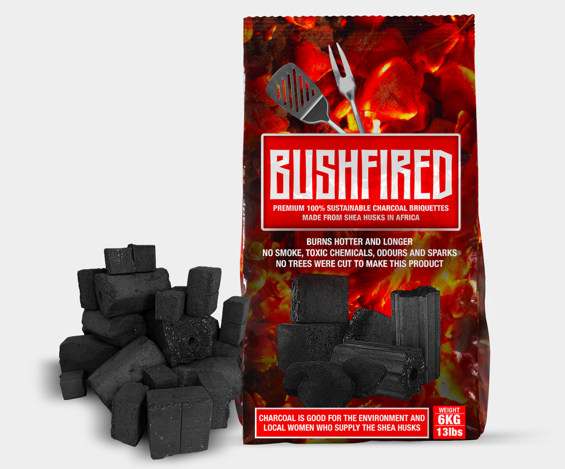 10KG Bushfired Charcoal Briquettes